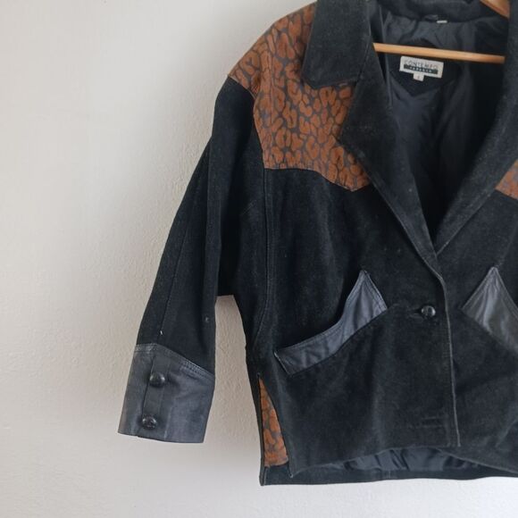 Contempo two tone vintage crop leather jacket size S - Picture 11 of 12